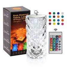 "16-Color RGB Crystal Rose Lamp with Touch & Remote Control, USB Rechargeable"