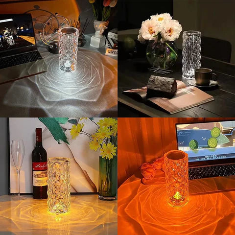 "16-Color RGB Crystal Rose Lamp with Touch & Remote Control, USB Rechargeable"